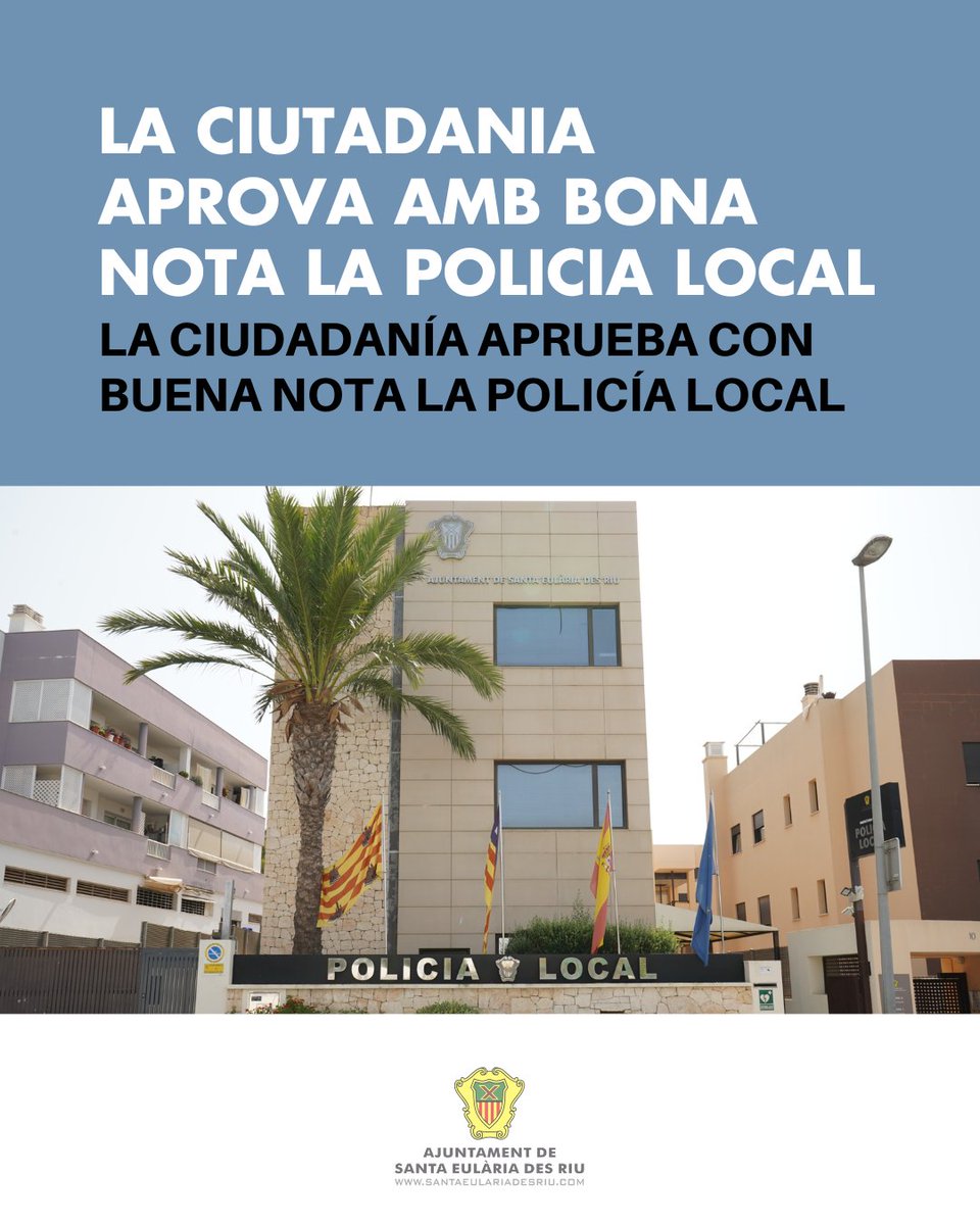 Santa_Eularia's tweet photo. 👮 La Policia Local aconsegueix la seva millor valoració ciutadana fins a la data: 7,8 sobre 10.
-.-.
👮 La Policía Local logra su mejor valoración ciudadana hasta la fecha: 7,8 sobre 10. https://t.co/9uCffHAN4F