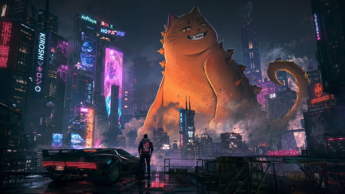 CatzillaToken's tweet photo. CATZILLA "harmoniously" blending into Night City. 

TIME TO DELTA, CHOOM!
ଲ(Ø ω ⓛ)ଲ

Trade $CATZILLA:

https://t.co/bBQo0QRWzr

https://t.co/NZm2G5ywCT https://t.co/bSYYvm4AzC