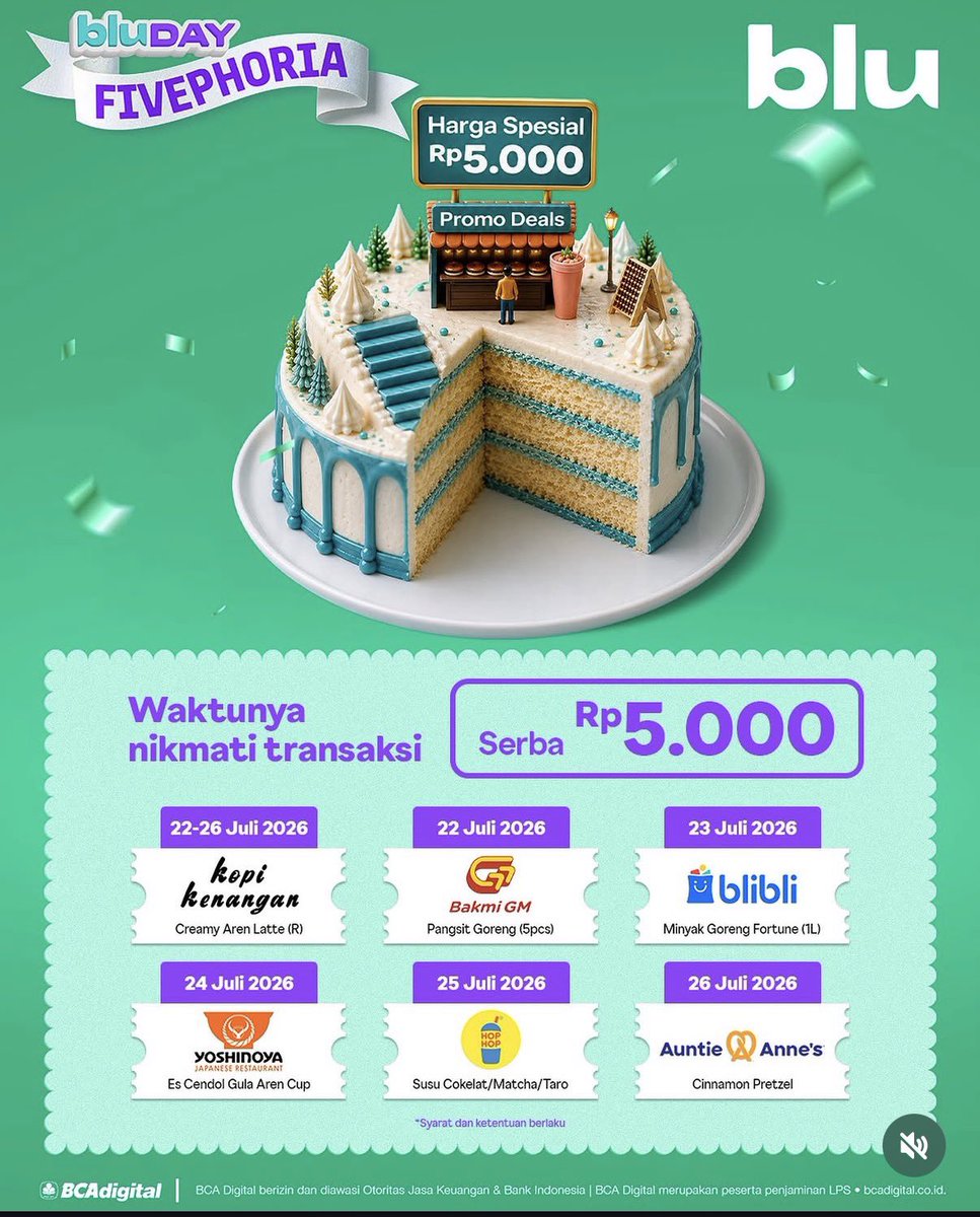 kimmyexp's tweet photo. rangkuman promo hut blu by BCA 🎉
(yg menurutku worth)

Cashback 50% &amp; Serba Rp5000

🗓️22-26 Juli 2026

📍snk dll di reply
📍ku update berkala klo ad yg baru 

cekidott 👇🏻👇🏻👇🏻 https://t.co/dMspoKhZrM