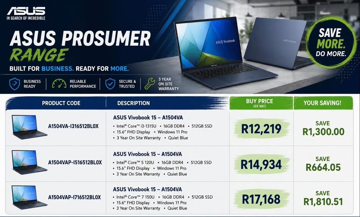 blessenzopty's tweet photo. Our @ASUS specials! Only for a limited time! Contact sales for pricing, availability, or Order placement.

#Asus #Gaming #Gamingpc #laptops https://t.co/S3wvM5WN4H