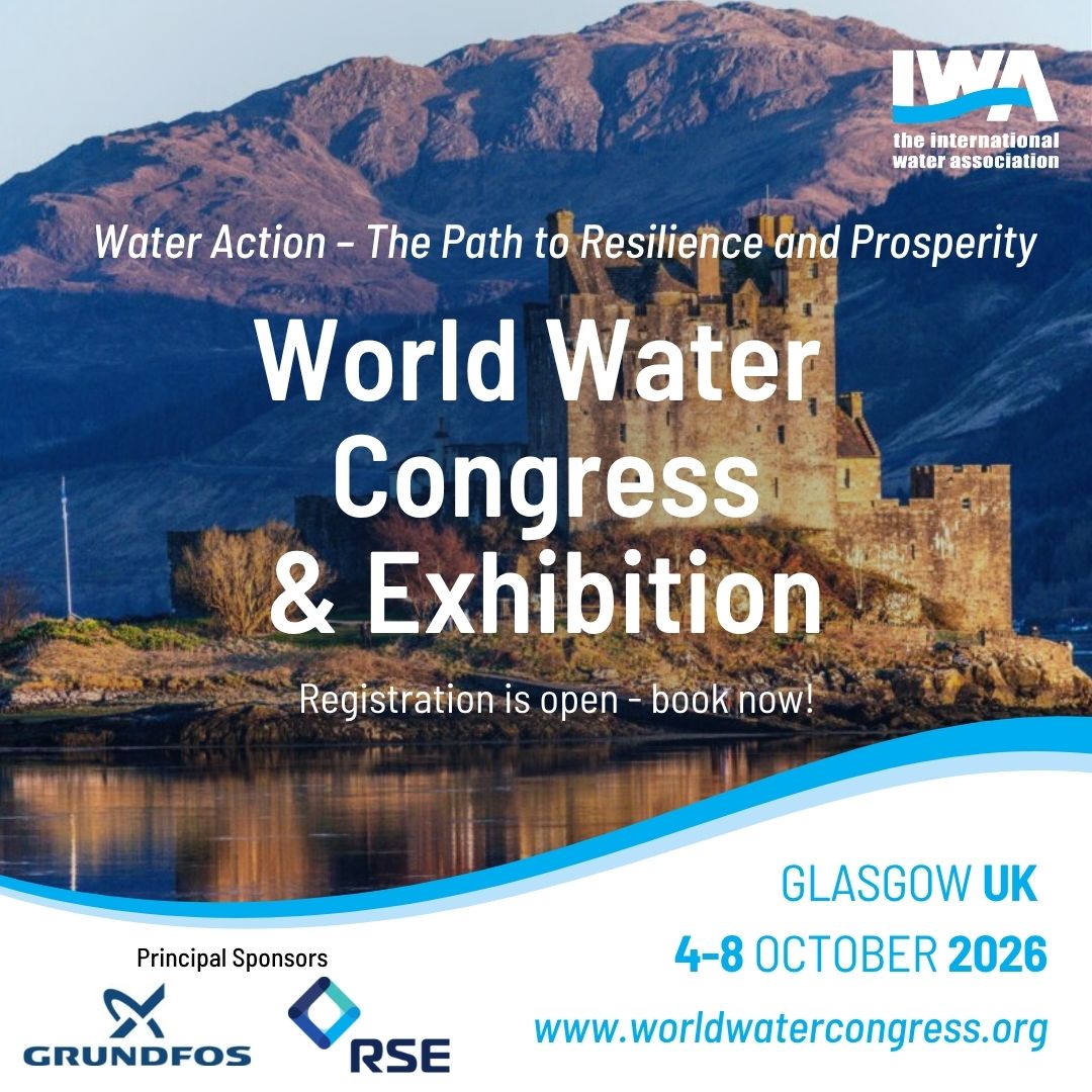 IWAHQ's tweet photo. Less than 3 months to go until the IWA #WorldWaterCongress &amp; Exhibition 2026! Join the global water community in Glasgow, UK (4–8 Oct) to discover innovations, build partnerships, and advance solutions for climate resilience and water security. Register: https://t.co/0JqZ1nMUdu https://t.co/YDIDROvLiD