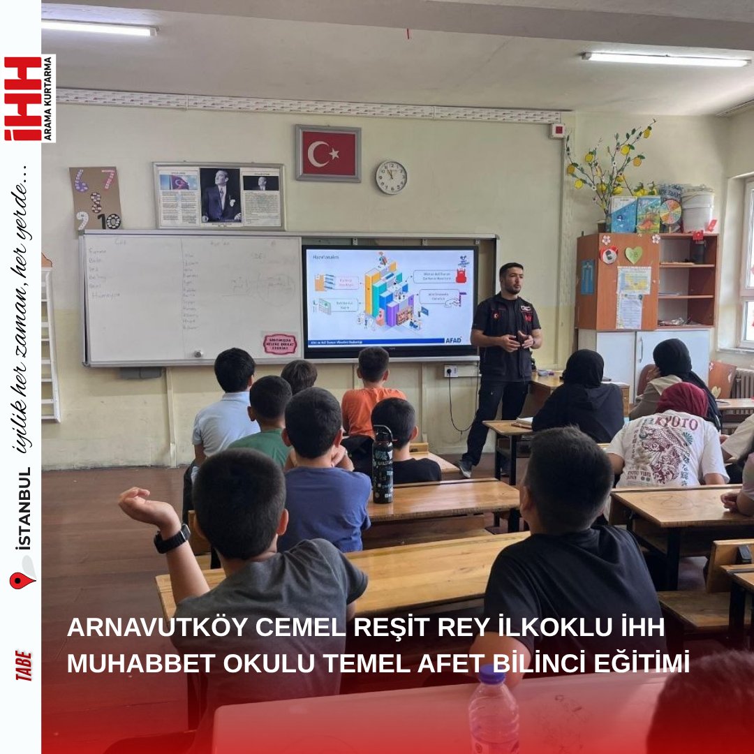 ihhistanbulsar's tweet photo. ☀️ İHH Arama Kurtarma ekibi olarak yaz okullarında çocuklarımıza "Temel Afet Bilinci" eğitimi vermeye devam ediyoruz. Bilinçli nesiller, güvenli yarınlar demektir. ⛑️💪

​#İHHAramaKurtarma #AfetBilinci #YazOkulu #Gönüllülük https://t.co/k3qzaaCiEs