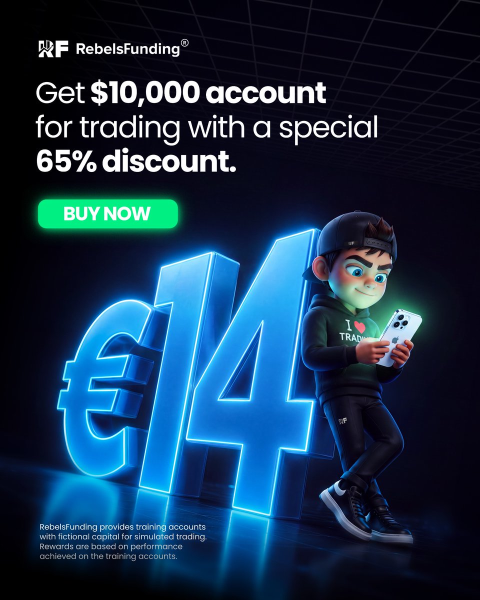 rebelsfunding's tweet photo. 🔥 Get a $10,000 account for just €14!

Right now, you can get a RebelsFunding account with $10,000 in capital at a special 65% discount.

Use code “FOR14” at checkout and get your account for only €14.

⏳ This offer is available only until
Thursday, July 23, so don’t miss out!

👉 Get your account today.
https://t.co/I32P4TA8DF