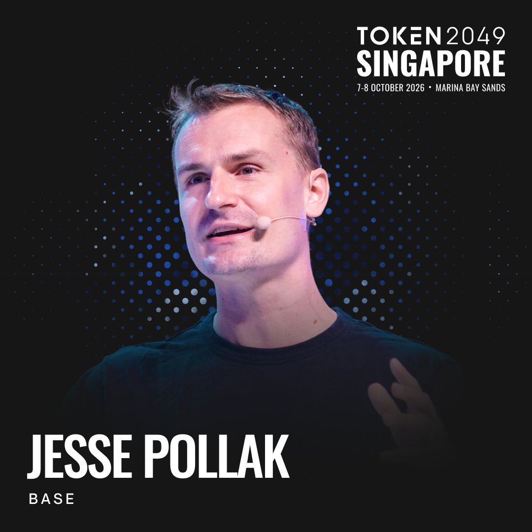 token2049's tweet photo. Jesse Pollak (@jessepollak) returns to TOKEN2049 Singapore.

Head of @base at Coinbase. Base has crossed $15B in TVL this year and is now the largest L2 in crypto, built on the bet that on-chain apps win on utility, not incentives.

October 7–8, Marina Bay Sands. https://t.co/qWCE9thJZ7