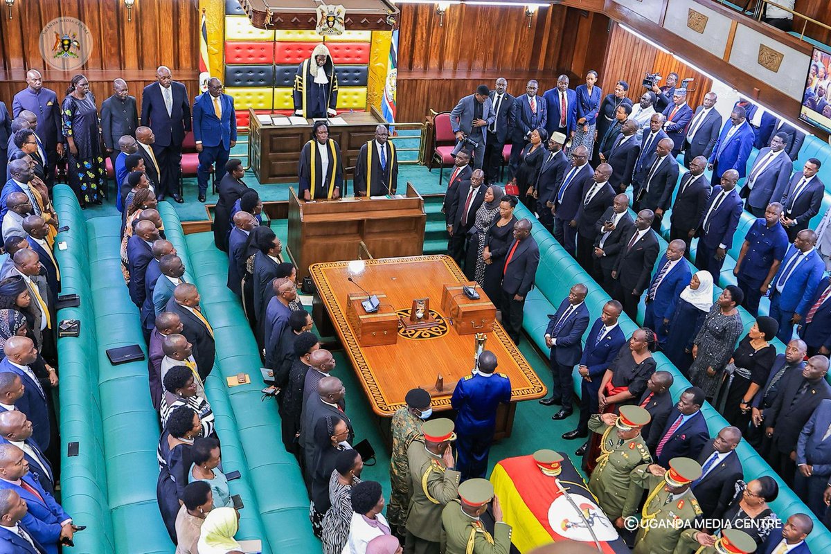 UgandaMediaCent's tweet photo. In session | Parliament convenes for a special sitting in honor of Gen. (Rtd) Moses Ali | #RIPMosesAli https://t.co/ZKkJn9Rjg8