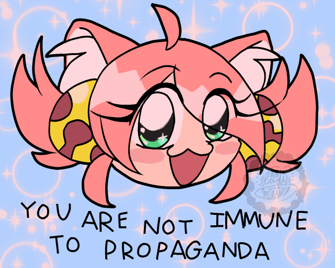 Ladymew39's tweet photo. Propaganda, mew!
#deltaruneㅤㅤㅤ https://t.co/RqOr8EqB2U