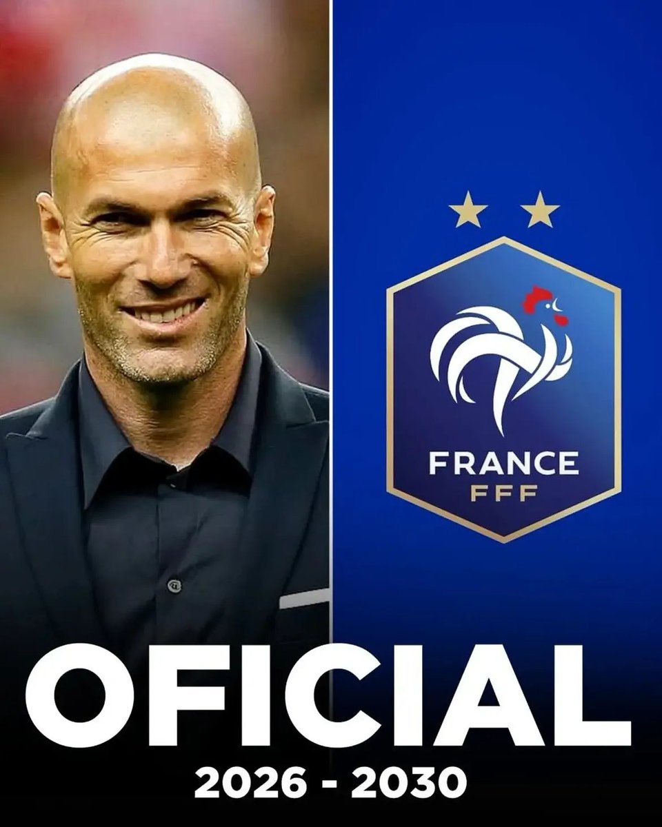 ofootball__'s tweet photo. 🚨 Confirmed: The legendary Zinedine Zidane is officially the new manager of the France National Team! https://t.co/8d6R1s4N66