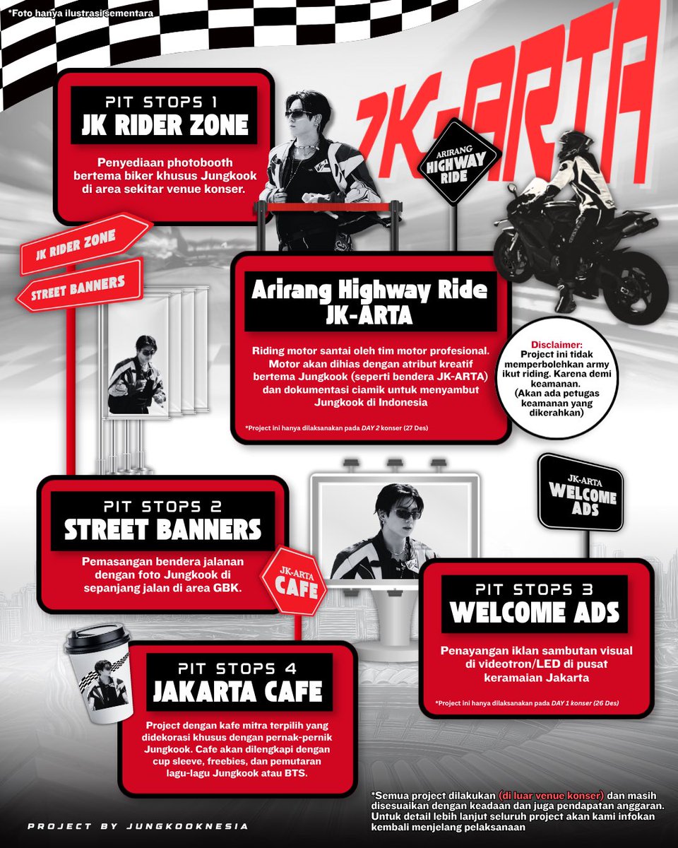 Jungkooknesia's tweet photo. [PROJECT JK-ARTA] 🏁🔥

Fundraising is officially OPEN!
Calling all Indonesian ARMYs & Jungkook biased!

In order to welcome our special project JK-ARTA, Jungkooknesia wants to invite all of you to be a part of this memorable project to welcoming Jungkook! 🇮🇩✨

Form Fundraising : https://t.co/PGvjWa7w5m

No matter how big or small your contribution is, it really means a lot untuk kesuksesan project ini. Let’s show our big love and warm support for Jungkook from Indonesia! 💜

⚠️ Disclaimer: 
Fundraising digalang dan dikelola 100% secara mandiri oleh Jungkooknesia. Project ini murni bersifat independen; tidak ada pihak luar mana pun yang meminta, menerima, atau memungut aliran dana sepeser pun. Seluruh kontribusi publik dialokasikan penuh untuk kesuksesan project JK-ARTA 2026. 

🏁 Riding:
Aktivitas Riding dilaksanakan sepenuhnya oleh tim profesional. Tidak melibatkan partisipasi massa (fans) di jalan raya demi mematuhi protokol keselamatan dan regulasi lalu lintas setempat.

Pendapatan Fundraising akan diperbarui secara berkala sebagai bentuk transparansi kami. Terima kasih atas solidaritas luar biasa dari teman-teman semua! 💜✨

#JK_ARTA #Jungkooknesia #Jungkook