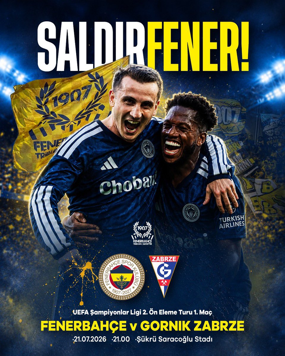 1907Tribun's tweet photo. SALDIR FENER!

🏆 #UCL İkinci Ön Eleme İlk Maç 
🆚 Gornik Zabrze
🗓 21 Temmuz Salı 
🕘 21.00 
🏟️ Chobani Stadyumu 
📲 #FBvGOR

#FenerbahçeTribünüHayattır https://t.co/NVws3IgGji