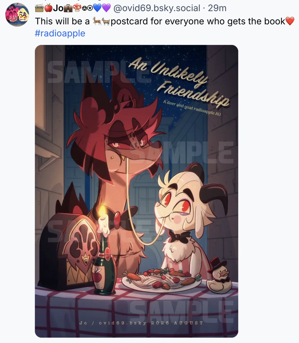 TonyxsteveStony's tweet photo. This will be a 🦌🐐postcard for everyone who gets the book❤️ 
#radioapple https://t.co/RH3lC69mWQ