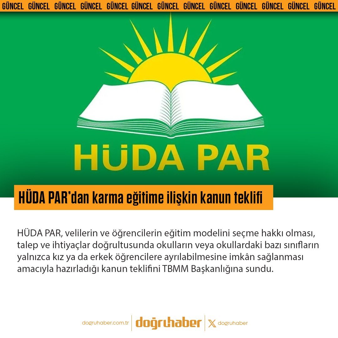 Hamdulah_ER's tweet photo. Karma Eğitim ile ilgili sunmuş olduğumuz kanun teklifine kamuoyu, çok ciddi bir destek verdi.

Bunun sebebi, konuyla ilgili çok büyük bir dip dalganın olmasıdır.

Fakat bir gerçekliğe dikkat çekmek istiyorum.

Bu destek ve velilerimizin talepleri, saman alevi gibi bir anda parlayıp sönmemelidir.

Kamuoyu, bu kanun teklifinin peşine düşmelidir ve hayata geçene kadar da takibini sürdürmelidir.

Zira bürokrasi, ısrarlı takip ve kamuoyu baskısıyla hareket etmektedir.

Hiç kimse bize bu hakkı vermeyecek, ancak biz alabiliriz.

İslami camialar, STK'lar, kanaat önderleri, hassasiyet sahibi siyasetçiler, bu konuda gerçekten dertli olanlar kamuoyu önünde, bireysel görüşmelerde vatandaşın bu talebini dile getirmeli, eylemler düzenlemelidir.

Bu mesele, yabana atılabilecek, sümen altı edilebilecek bir konu değildir. Söz konusu olan evlatlarımızdır, onların sağlıklı bir eğitim öğretim sürecinden geçmeleridir.

Madem bu mesele, TBMM'den talep edilebilecek bir noktaya ulaştı, o zaman hep birlikte en gür sesimizle sahip çıkalım.

Bu, HÜDA PAR'ın kazanımı olmayacak, Müslümanların kazanımı olacaktır.