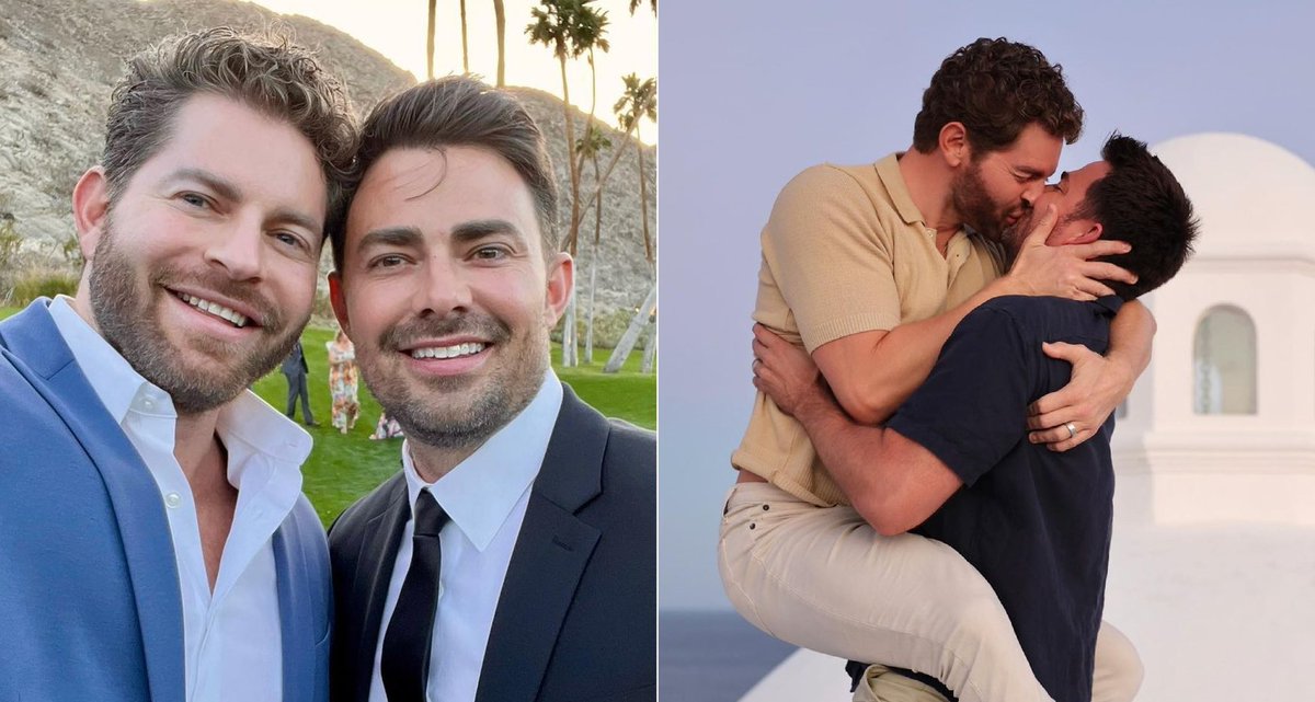 XRP_SABR's tweet photo. Jonathan Bennett and Jaymes Vaughan celebrating their love with a joyful selfie after tying the knot in Mexico in 2022. ❤️ https://t.co/EzYDjkBWsj
