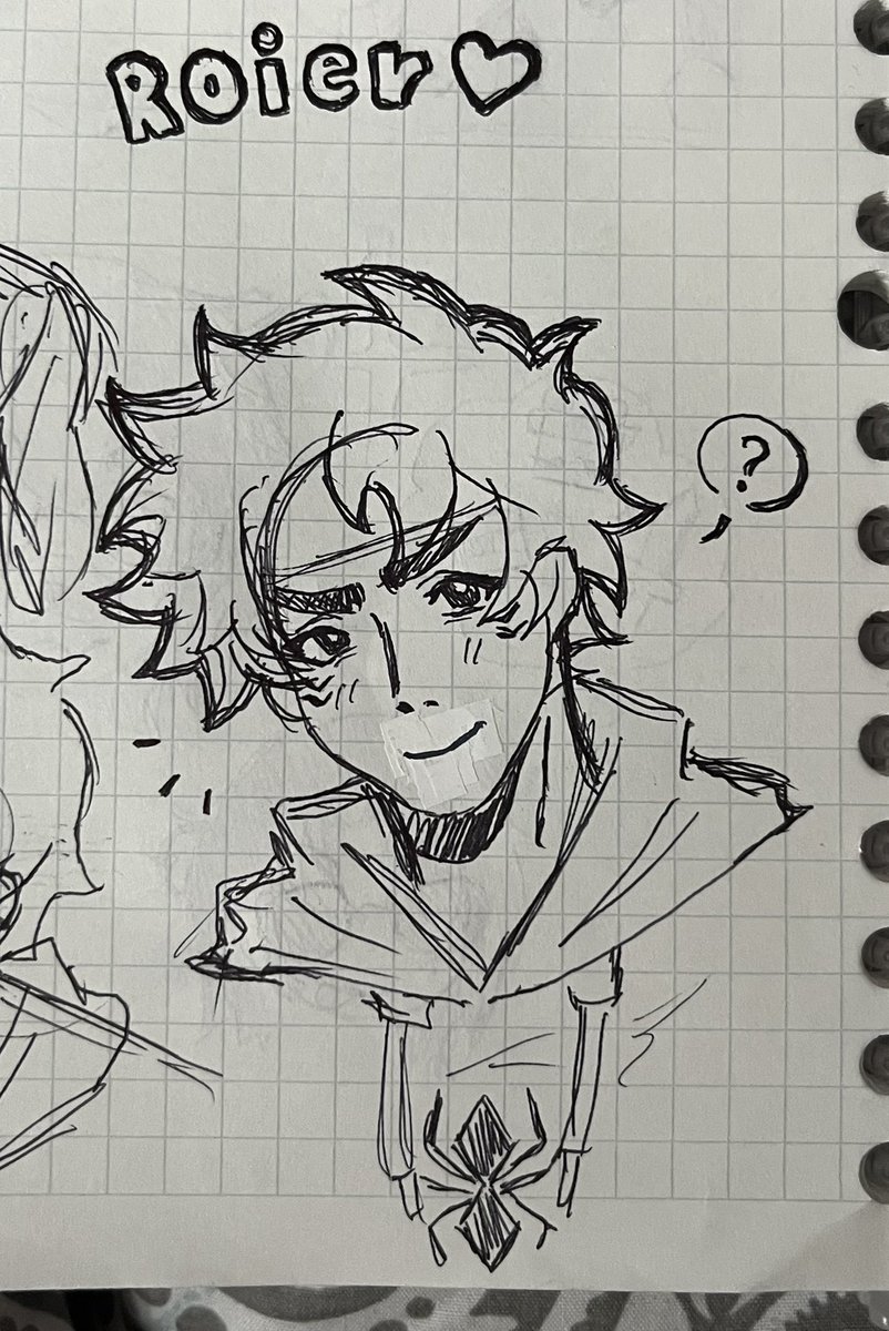 kyko_0o's tweet photo. QRoier sketches at class. Roier has become my motivation to learn Spanish so I can watch his streams and yt videos https://t.co/T1lcnbrGX8