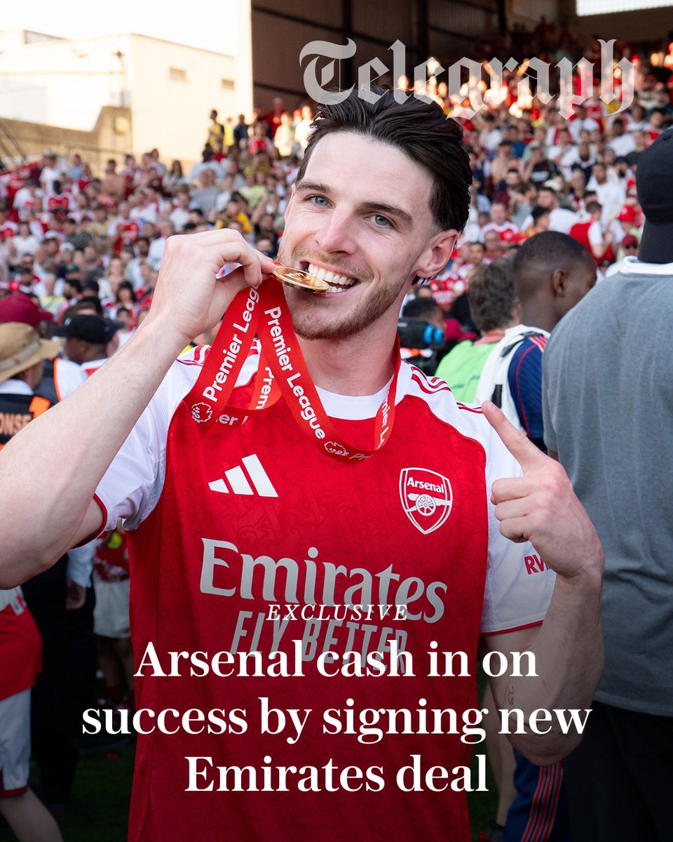 TeleFootball's tweet photo. 🚨 EXCLUSIVE: Arsenal have extended their deal with long-term title sponsor Emirates, two years early.

The deal, negotiated by the club’s chief commercial officer Juliet Slot – who is the latest executive to leave the club – is a significant increase on the £45m-a-year deal that ran until 2028.

@SamWallaceTel has all the details ⤵️
https://t.co/OrUfj687Vt