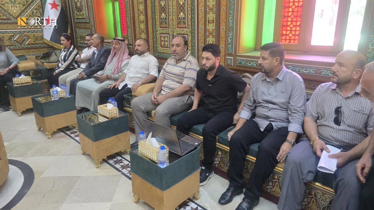 NPA_English's tweet photo. #Syria’s Agriculture Minister Basel Sweidan visits #Hasakah Governorate and meets with the governor as part of efforts to follow up on the ongoing integration process with the #SDF. https://t.co/Yxz69l0IKl