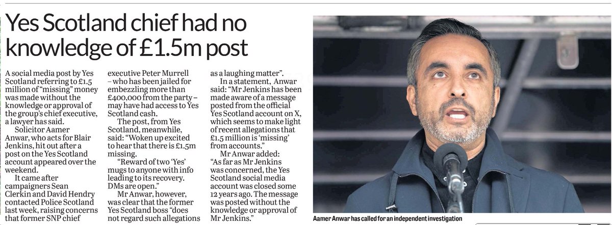 AgentP22's tweet photo. Aamer Anwar's list of things worth investigating appears to be fascinating.

✅ A social media post.

❌ How £1.5 million disappeared from SNP accounts.

It's amazing how some people know exactly which questions they want asked... and which ones they'd rather weren't. https://t.co/BXDigjJDqz