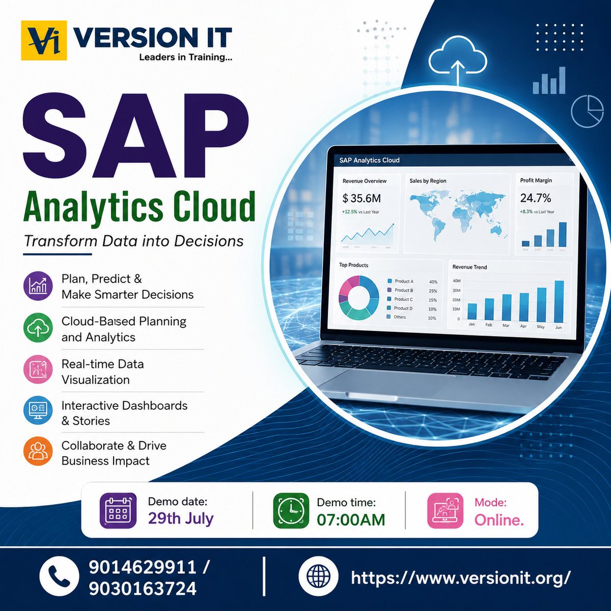 PVersionit's tweet photo. ๐ SAP Analytics Cloud Training in Hyderabad
Master Planning, Dashboards & Real-Time Analytics.
๐
29th July | โฐ 07:00 AM | ๐ป Online
๐ 9014629911 / 9030163724
#SAPAnalyticsCloud #SAPSAC #SAPTraining #Hyderabad #VersionIT https://t.co/fdfcB3Q1Wi