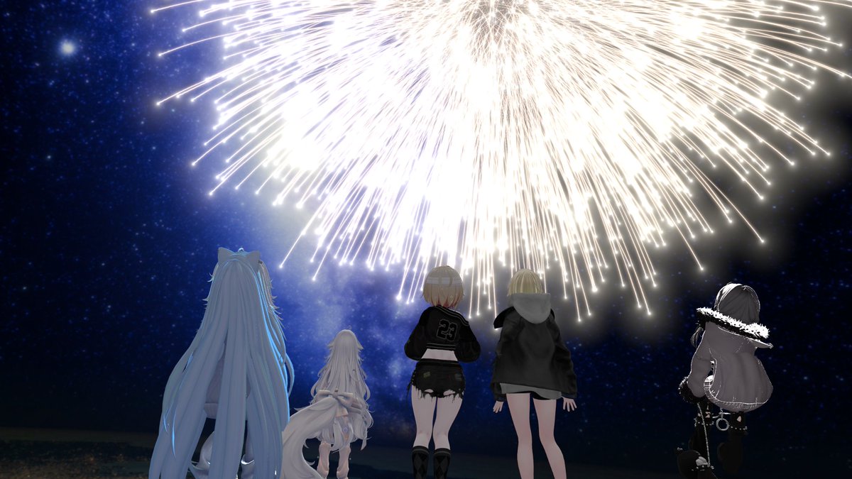 ame4696's tweet photo. 皆で水着で写真撮ったり花火見たりした(パーティクルライブ) https://t.co/FHmtCtOewF