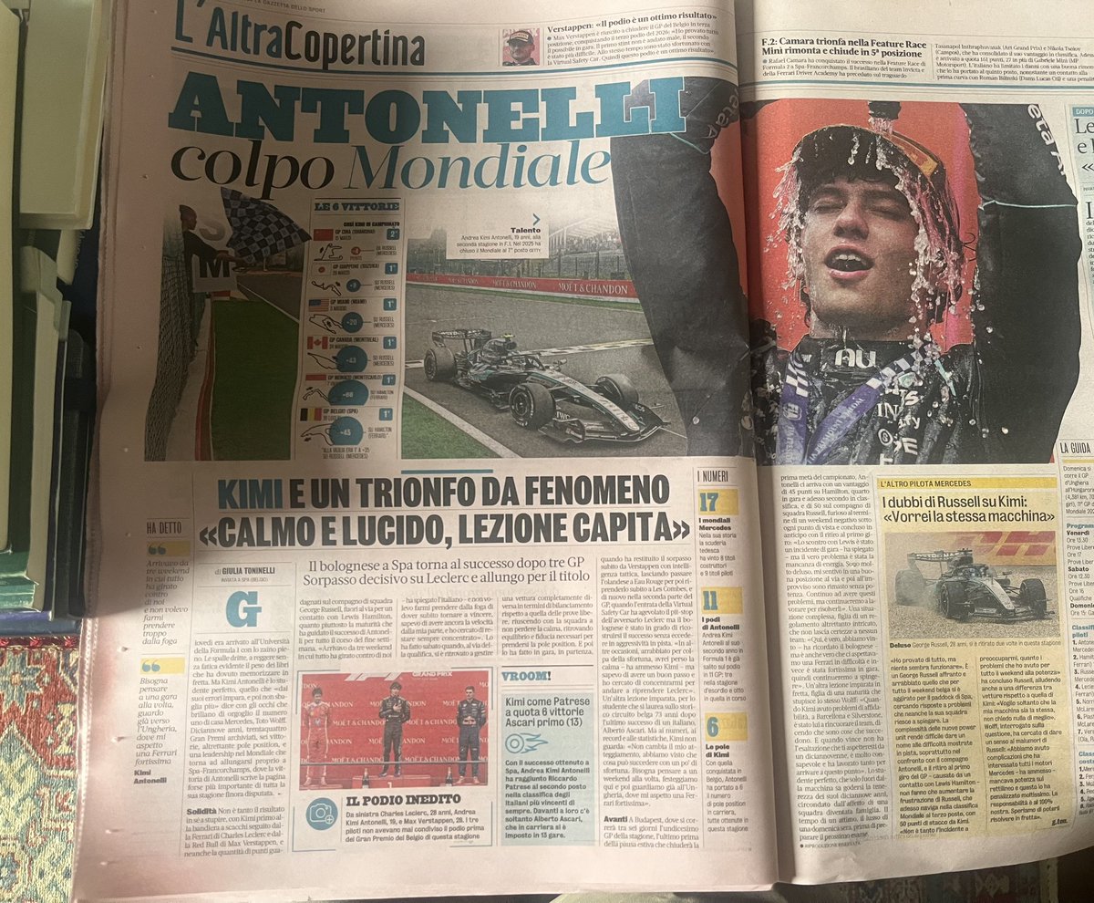 paoloangeloRF's tweet photo. Interessante #toninelli” leadership nel mondiale che torna ad allungarsi proprio a spa dove la vittoria di #Antonelli scrive la pagina forse più importante di tutta la sua stagione a stupire è la maturità che ha guidato il successo per tutto il corso del fine settimana https://t.co/wUMTrqqe1T