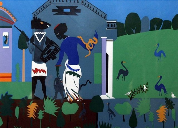 MenschOhneMusil's tweet photo. Romare Bearden (1911 - 1988) Circe Turns a Companion of Odysseus into a Swine, from "The Odysseus Suite", 1979. https://t.co/v1ZjwPZJXu