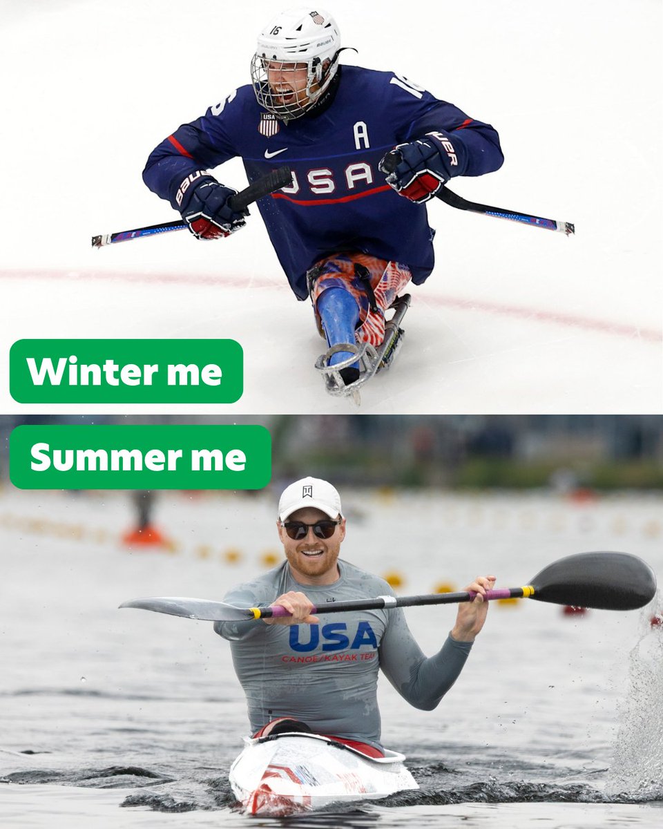 Paralympics's tweet photo. From ice 🏒 to water🛶 

Paralympic gold medallist Declan Farmer has taken on a new challenge: making his #ParaCanoe World Cup debut. He joined fellow #ParaIceHockey player Jack Wallace, who has been competing in Para canoe since 2019 🇺🇸 Both aim for LA28!
https://t.co/c2fmesyoHn https://t.co/JAVLW9jUa9