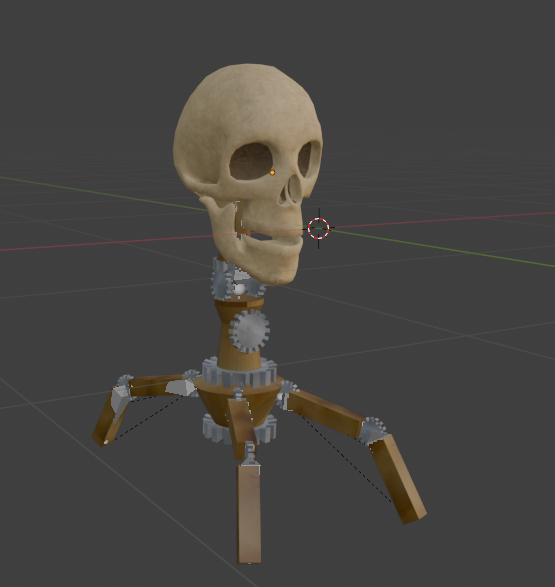 Miikyle's tweet photo. Some weird low rez clockwork skullbot I cooked up with a basic rigging #blender #3DModels #artㅤㅤㅤㅤ https://t.co/gVpt0iLlKt