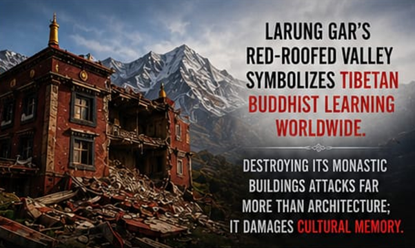 KaiMing1988's tweet photo. Calling repression “progress” does not change its impact. When monasteries disappear and information is blocked, Tibetan cultural survival is placed in danger. #SaveLarungGar #CulturalErasure https://t.co/gTd1rClVXf