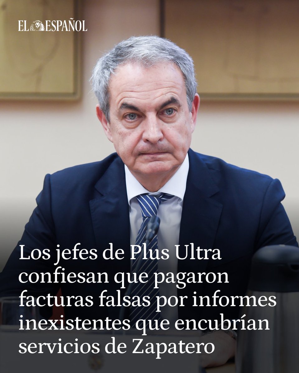 elespanolcom's tweet photo. 🔴 Los jefes de Plus Ultra confiesan que pagaron facturas falsas por informes inexistentes que encubrían servicios de Zapatero

El último abono a Julito Martínez se hizo dos semanas antes de las detenciones de Martínez Sola, Roselli y del presunto testaferro del expresidente

✍️ Por @Maria_peral 
📲 Sigue leyendo: https://t.co/uVFXiVUpxM