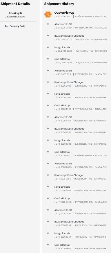 nikr's tweet photo. My @AmbraneIndia charger died in 3 mos. Warranty approved July 16 but Xpressbees keeps logging fake pickup fails.
Called the rider—HE QUIT WEEKS AGO! 🤡
@AmbraneIndia dump Xbees &amp; assign a real courier like Delhivery, Bluedart. @AmbraneIndia
Ticket: 80934 | AWB: 252869680119399 https://t.co/7ktqg4KeEp