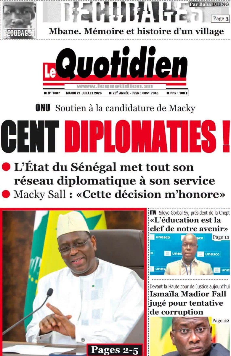 Mo_Njaay's tweet photo. #Sénégal,#LeQuotidienSn,#LeTémoinSn,#WalfQuotidien,#RecordSn https://t.co/yw6roYpiKp