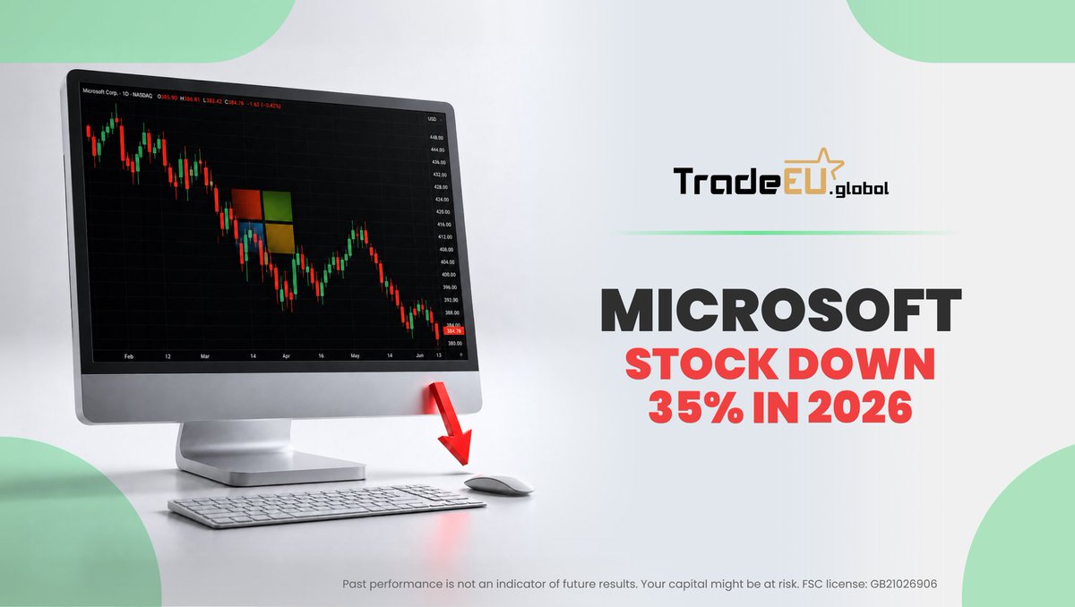 TradeEUGlobal's tweet photo. #Microsoft stock $MSFT down 35% in 2026

June became its worst month since December 2000, with shares falling more than 20%

➡️ Consider exploring range of CFDs on @TradeEUGlobal 

………
Your capital might be at risk
FSC license: GB21026906 https://t.co/0HNFY6d1Qt