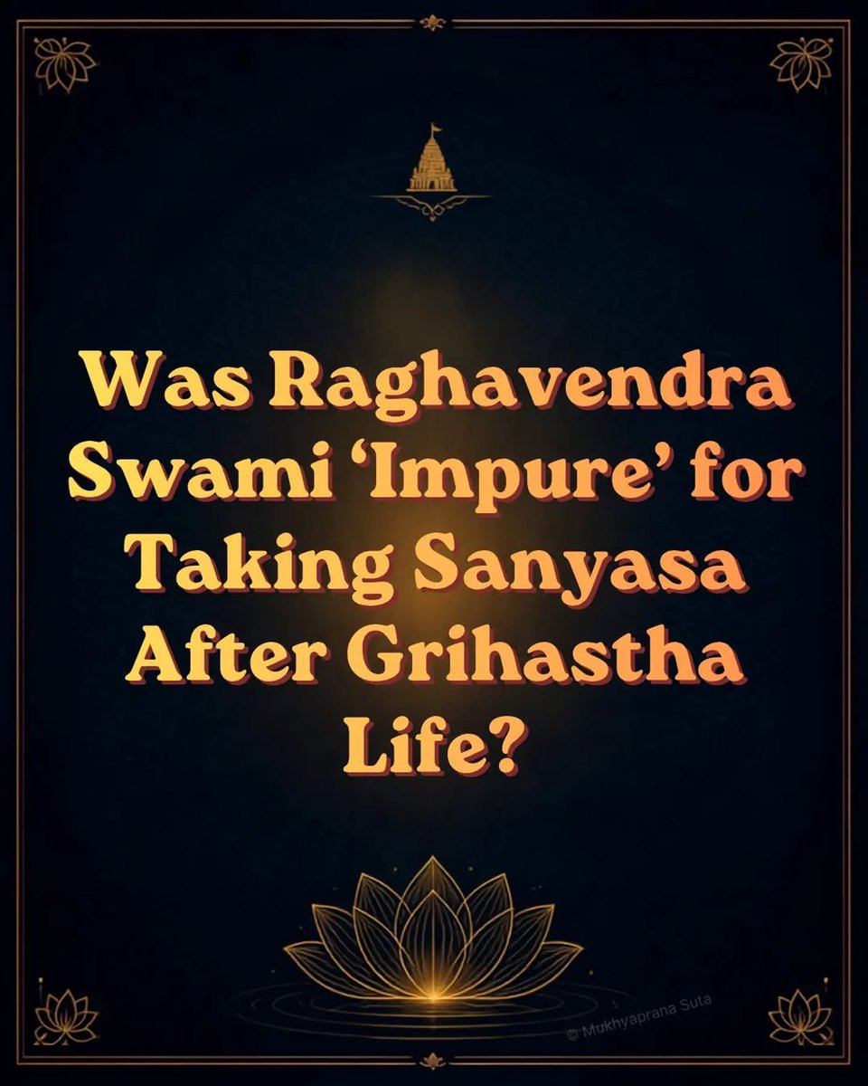 mukhyapranasuta's tweet photo. Part 1 - "An Advaitin objected: Raghavendra Swami was 'impure' because he became a sannyasi after grihastha life.
Turns out the first head of their own Sringeri Sharada Peetham, Sri Sureshvaracharya took the exact same path."

Shastra > sampradaya bias.

#mukhyaprana_suta
#rayaru https://t.co/A2N59iZLoZ