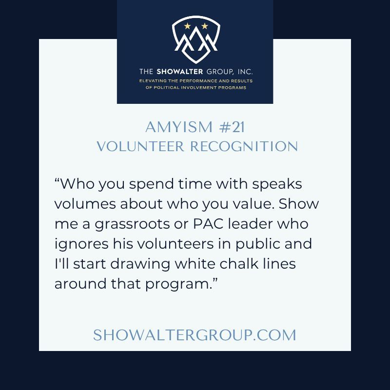 AmyShowalter's tweet photo. Amyism #21 Volunteer Recognition
#governmentrelations #PAC #advocacy #grassroots https://t.co/zzvgZDwRBc