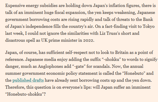 ChrisGiles_'s tweet photo. Will Japan's potential massive fiscal stimulus create a Honebuto-Shokku? (which is roughly translated into English as a Liz Truss moment)

https://t.co/XEVBOgrlvV https://t.co/kwXA7dj7TB
