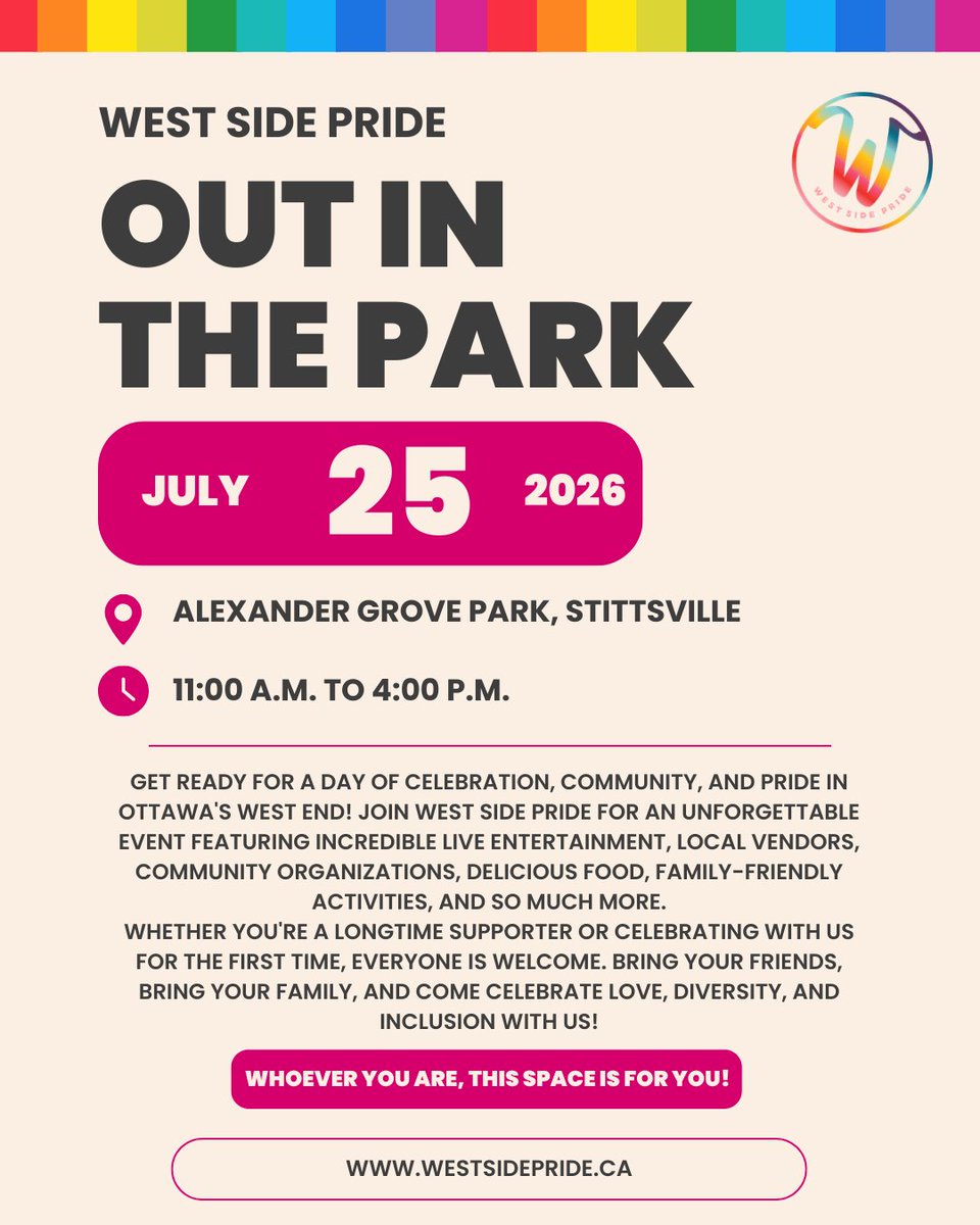 RexBehr's tweet photo. 🌈 #Stittsville &amp; west #Ottawa: 

West Side Pride hits Alexander Grove Park this Saturday, 11–4!

I’ll be there in full Pride regalia for @FairVoteCanada

Come say hi &amp; claim a free Democracy Daddy hug: opt-in, proportional &amp; better than FPTP 🏳️‍🌈🗳️

https://t.co/lT7D53mvmO https://t.co/uH8bg61ZfB