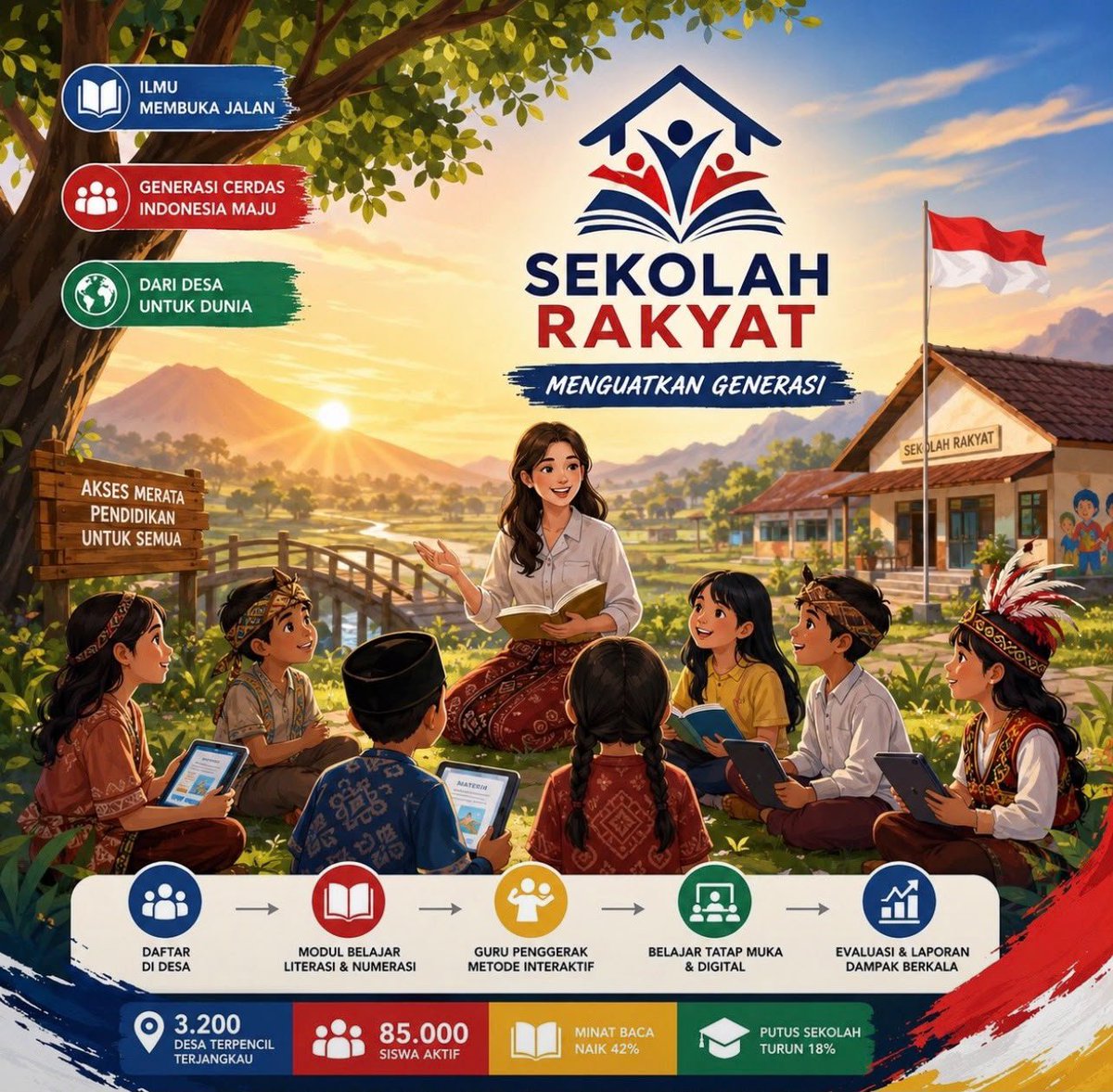 JuangIndo's tweet photo. Dari desa untuk Indonesia maju. Sekolah Rakyat hadir mendekatkan pendidikan, meningkatkan literasi, dan membangun generasi cerdas melalui pembelajaran yang interaktif serta mudah dijangkau.
#SekolahRakyat #GenerasiCerdas #AksesPendidikan #IndonesiaMaju https://t.co/6v3kOjmFuc