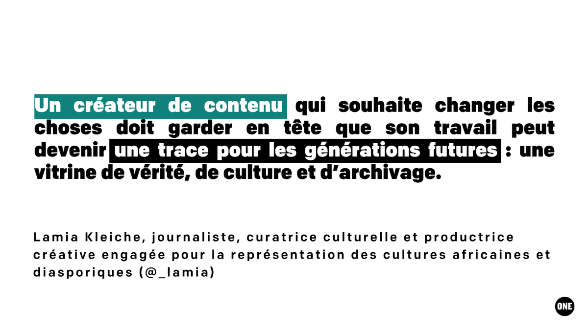ONE_Fr's tweet photo. Il y a quelques jours, Lamia Kleiche était en live avec notre jeune Ambassadeur Yohann-André pour échanger autour de la représentation des cultures africaines et du rôle des images et des récits dans la construction de nouveaux narratifs.
Quelques citations clés de cet échange.👇 https://t.co/xSpClIeb2Y