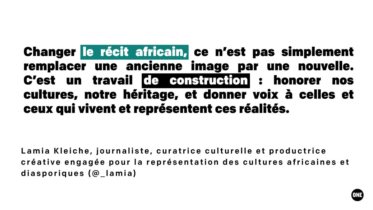ONE_Fr's tweet photo. Il y a quelques jours, Lamia Kleiche était en live avec notre jeune Ambassadeur Yohann-André pour échanger autour de la représentation des cultures africaines et du rôle des images et des récits dans la construction de nouveaux narratifs.
Quelques citations clés de cet échange.👇 https://t.co/xSpClIeb2Y
