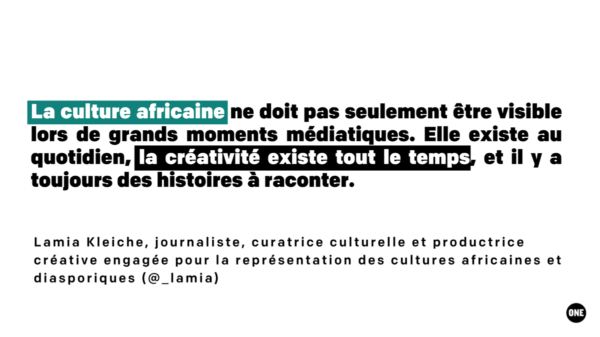 ONE_Fr's tweet photo. Il y a quelques jours, Lamia Kleiche était en live avec notre jeune Ambassadeur Yohann-André pour échanger autour de la représentation des cultures africaines et du rôle des images et des récits dans la construction de nouveaux narratifs.
Quelques citations clés de cet échange.👇 https://t.co/xSpClIeb2Y