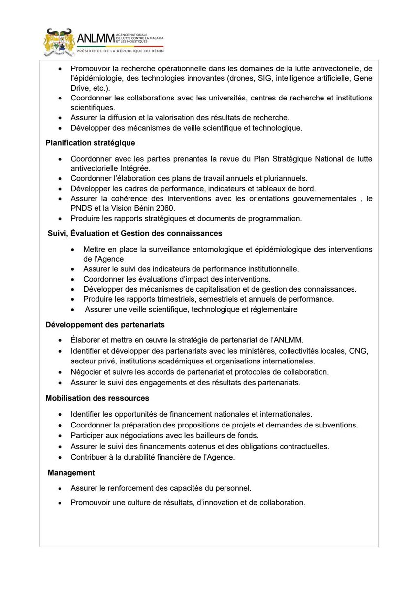actualites229's tweet photo. 🇧🇯 📢 #AlerteJob || Recrutement pour le compte de l'#ANLMM

➡️ Directeur de la Recherche, de la Planification et des Partenariats

🛑 DÉPÔT DE CANDIDATURE
📧 : candidatures-ANLMM@presidence.bj
 📆 Date limite : 7 Août 2026 à 17h.

▪️Plus d'informations ⬇️ https://t.co/jnmdAN7AVP