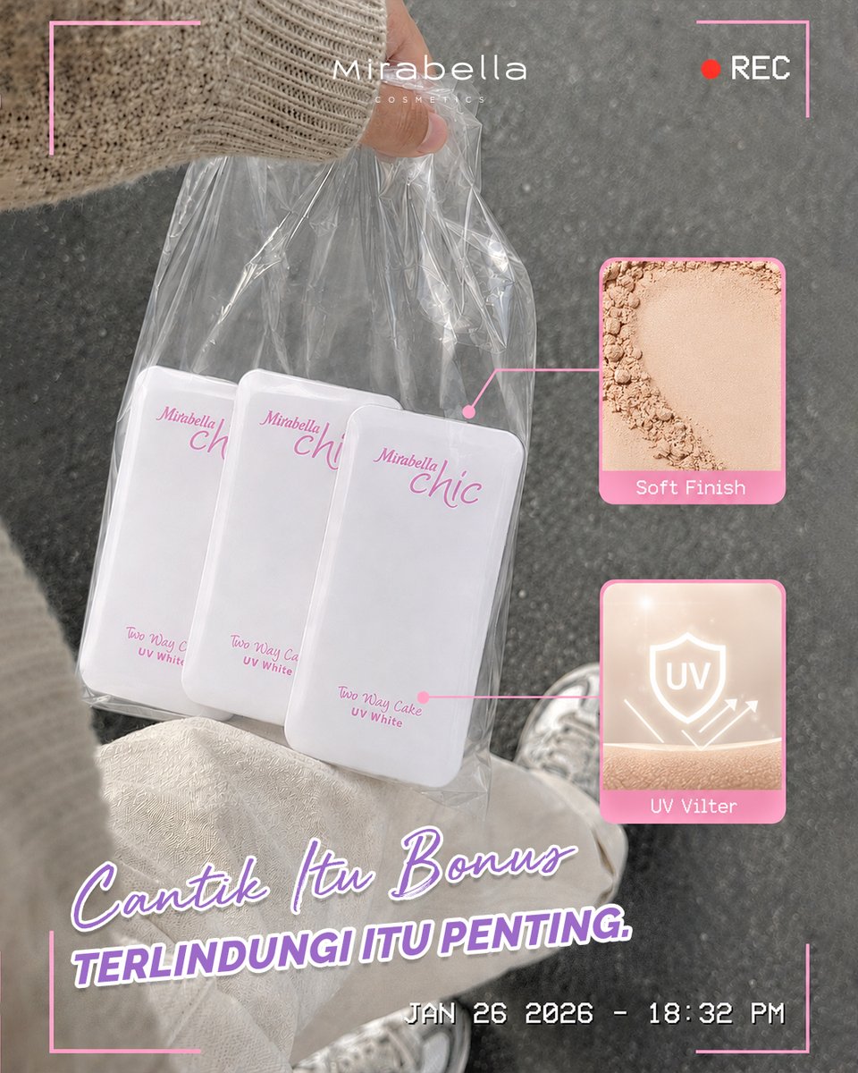 Mirabella_MT's tweet photo. Kulit tampak halus dengan sentuhan foundation dan compact powder dalam satu produk. Diperkaya UV Filter untuk membantu melindungi wajah dari paparan sinar matahari sekaligus membuat kulit tampak lebih cerah.
#MirabellaCosmetics #ChicTWC #BaseMakeUp #MirabellaTwoWayCake #Powder https://t.co/CT7FJNz0Dh