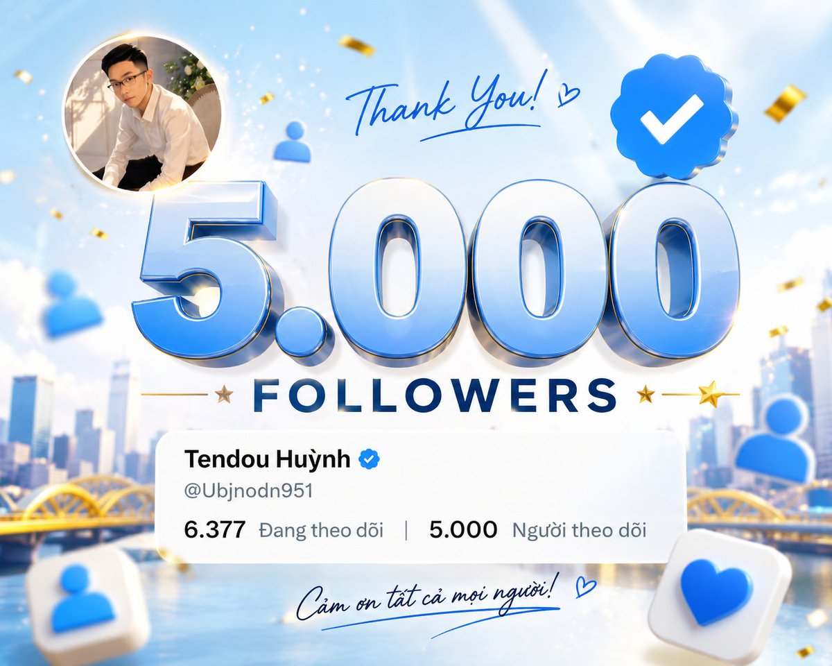 Ubjnodn951's tweet photo. Hôm nay mình đã đạt 5.000 followers.
Chẳng có con đường nào trải đầy hoa.
Chỉ là mỗi ngày cố gắng xuất hiện, học thêm một chút, viết thêm một bài và một chút kỷ luật.
Cảm ơn tất cả anh em!
5K chỉ là một cột mốc. 
Mục tiêu tiếp theo: 10.000 followers. 🚀
Chậm cũng được, miễn là không dừng lại. 💙
#ThankYou #Crypto #X #BuildInPublic #KeepBuilding #Onchain #RoadTo10K