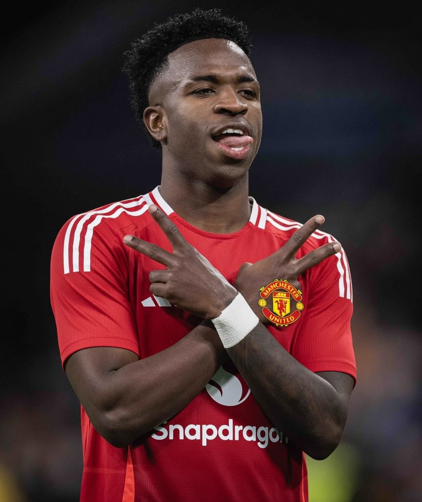 ManUtdInPidgin's tweet photo. You go accept Vinicius at Manchester United for £150m? 🤔 https://t.co/XmVqFqTqzt