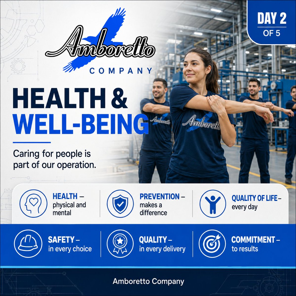 amboretto's tweet photo. Health &amp; Well-Being

Caring for people is part of our operation. We promote health, prevention, and quality of life to build a safer, stronger, and more productive workplace.
#AmborettoCompany #WellBeing #WorkplaceHealth #Safety https://t.co/1rTkZh67en