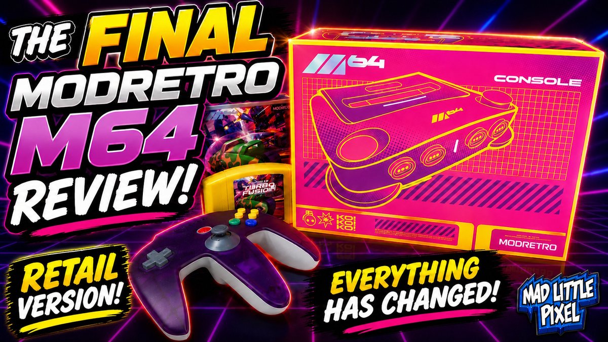 madlittlepixel's tweet photo. The ModRetro M64 Final Retail REVIEW! So much has CHANGED since my last video! Overclocking options, changes to the menu/ui and so much more!
Take a look in my video here: https://t.co/O9LP1lRj8H https://t.co/tLfWf4Fi0p