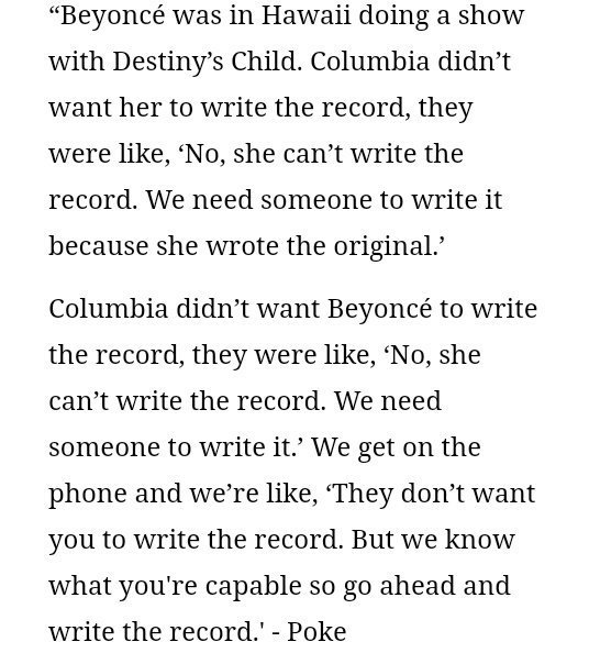 Niell_Standard's tweet photo. Beyoncé wrote Independent women at 19 by herself and it went to number on the hot 100 11 consecutive weeks

She wrote the song to a Beat created by Production duo Trackmasters &amp; Cory Rooney 

So I'm not sure what Ashanti meant but it certainly can't be songwriting https://t.co/0nE0YkI3A2