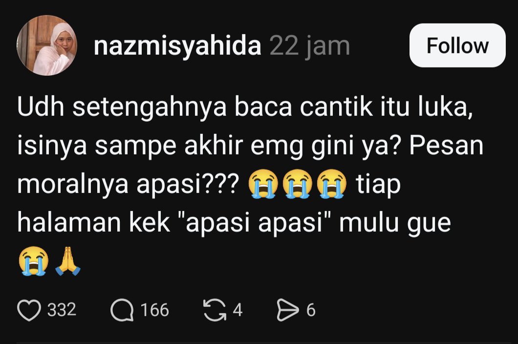 AlfianBahri47's tweet photo. Sebagai guru bahasa, saya memahami ini.

Pd banyak kasus, saat baca fiksi, level pendidikan kita di kelas selalu diarahkan "Apa pesan moralnya?" terlebih bila pakai modal unsur intrinsik. 

Dan kdng juga, kita juga banyak anehnya, saat fiksi juga diharapkan membawa moral yg baik. https://t.co/dtk9JY4WJS