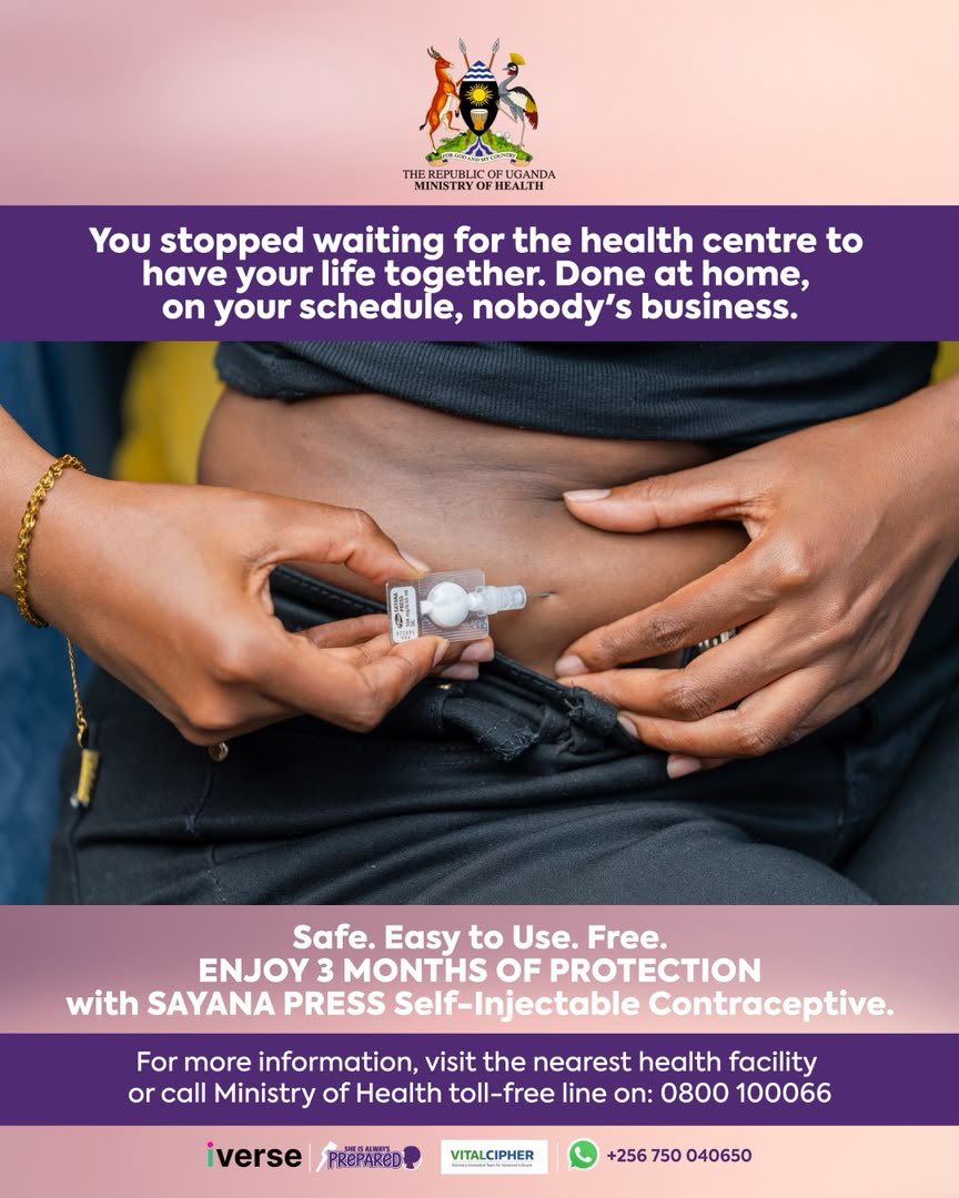 Aikohzack's tweet photo. Weather for two? Yes. But is your safeguard locked in? Choose peace of mind with Sayana Press Contraceptive. 

For more details, call 0800100066 or WhatsApp 0750040650.

#EraiNgesiDucNaEkapakina
#SheIsAlwaysPreparedUG

Brought to you by the Ministry of Health &amp; iVerse Digital. https://t.co/1RTeJXUgBe