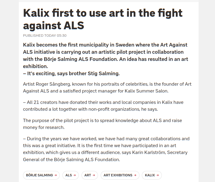 efdevse's tweet photo. “Kalix (🇸🇪) first to use art in the fight against ALS”
 ‣ https://t.co/nvnLtGqtct
#Leafs🐻‍❄️ #LeafsForever https://t.co/xxnWUnKRPc