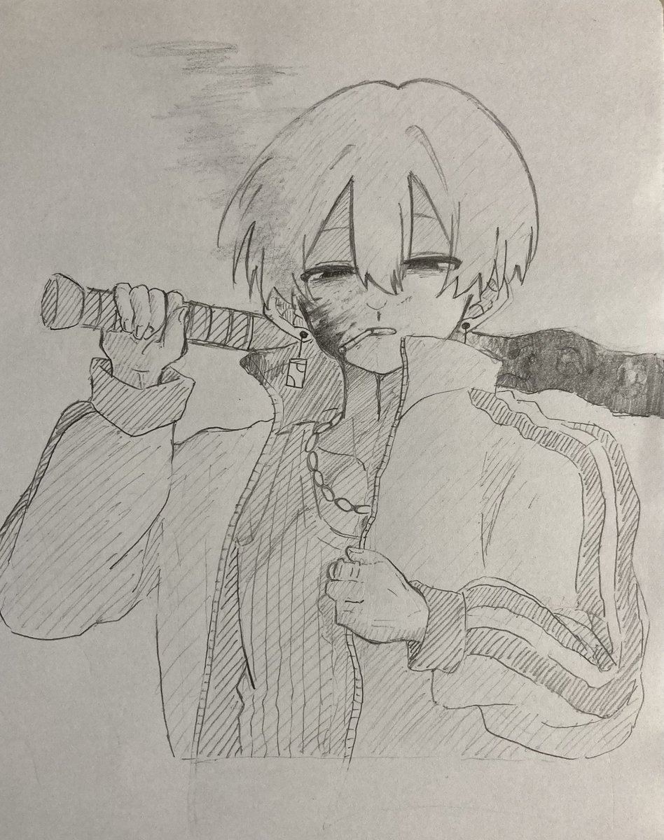 chikin29014's tweet photo. 描きたい！！という衝動を抑えきれず描いたはいいものの、表情が決めきれませんでした。

⚠︎ヒュマスキ⚠︎

 #卍現場上等卍
#成男作画班 https://t.co/iA3ddwTOy6